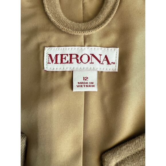 Merona Womens Sleeveless Long Vest Duster Camel Tan Size 12 Lagenlook Fall - Picture 3 of 10